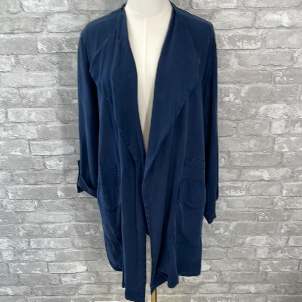 Sanctuary Navy Blue Cloudscape Draped Jacket NWT - image 1